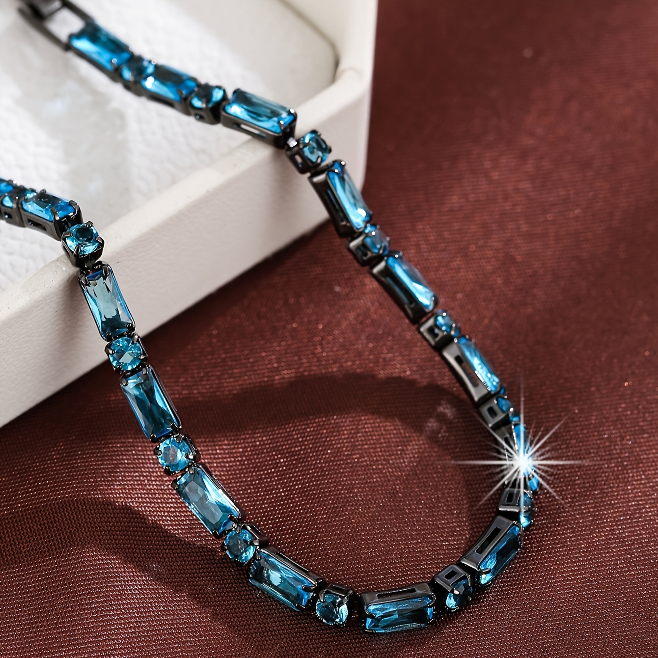 Vintage Ocean Zirconia Bracelet - Women's Delicate Bangle